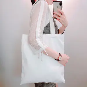 Wholesale Custom Logo Plain Thick Lined Cotton Cloth Fabric Black White Canvas Bag Tote Blank Travel Bag With Logo