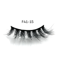 F41 HITOMI Faux cils véganes faits main en fibres végétales, naturels, 15 mm, en bande, courts, avec tige en coton noir