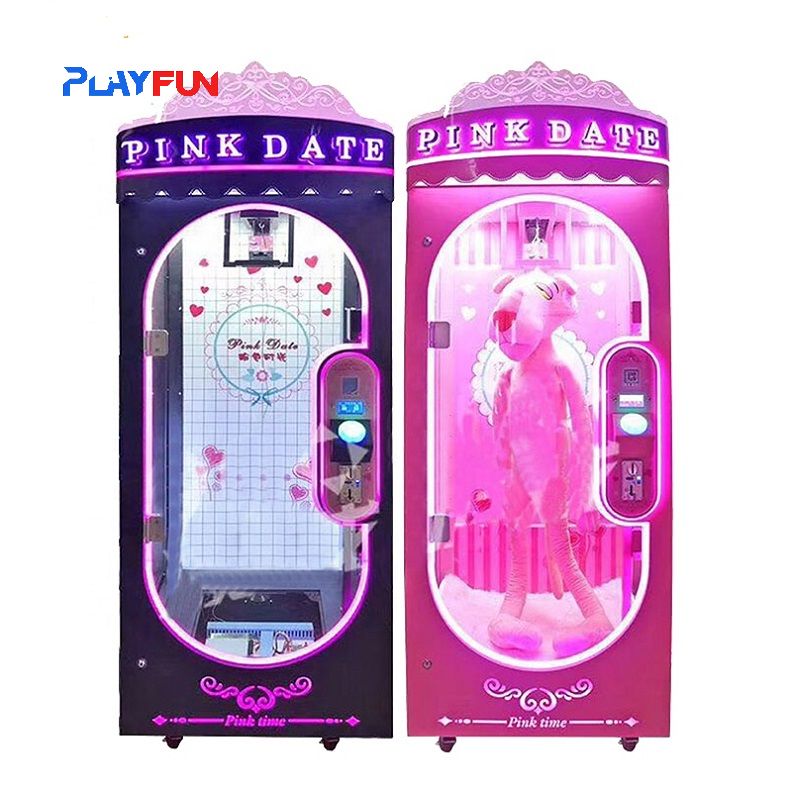 Playfun מטבע מופעל ורוד תאריך לחתוך 2 win אוטומטי לחתוך את חבל הפרס גדול ממולא צעצועי מספריים משחק מכונת