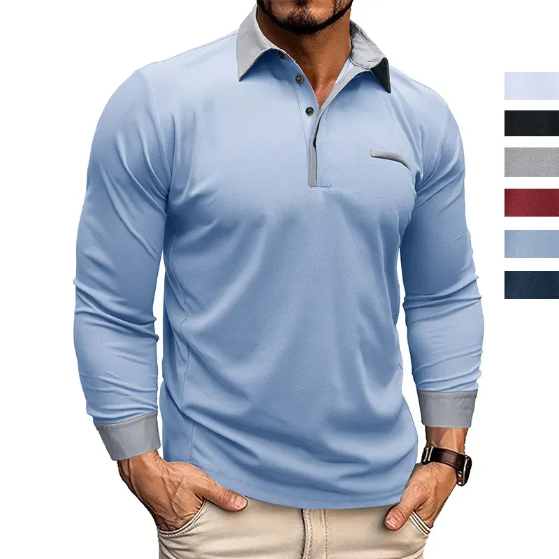 custom Men polo shirts high quality long sleeve shirt custom embroidery logo polo shirts