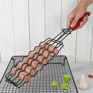 Cross Border Outdoor Sausage Grilling Net Non Stick BBQ Tool With Handle For Camping And Barbecue - Product Image 1