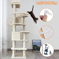Grand Arbre à Chats de 68 Pouces, Tour Multi-Niveaux, Condo Intérieur avec Coussin Amovible, Poteaux à Griffer en Sisal, Hamac et Grande Plateforme