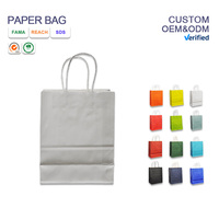 Sacs à emporter personnalisés écologiques pour cadeaux promotionnels, fêtes, thé, café, nourriture, en papier kraft coloré avec finition mate et poignée en ruban