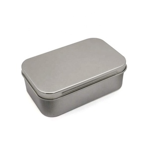 95x60x30mm silver hinged lid rectangular packaging color recipe tin box with label