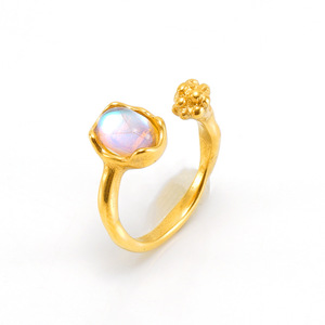 Anillo de Acero Inoxidable para Mujer, Electrochapado, Personalizado con Piedra Lunar, Diseño Geométrico Irregular Abierto, a la <span class=keywords><strong>Moda</strong></span> - Product Image 5