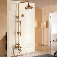 Robinetterie de douche en laiton à double poignée, style rétro bronze antique