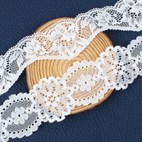 Dentelle élastique blanche de 2-4 cm en stock, motif floral brodé, garniture en dentelle pour robe de mariée et sous-vêtements