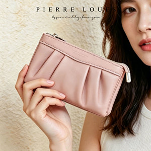 Pierre Loues <b>Soft</b> <b>Leather</b> Pleated Clutch <b>Bag</b> 6 Inch Large Capacity Wallet For Women Everyday Use - Product Image 1