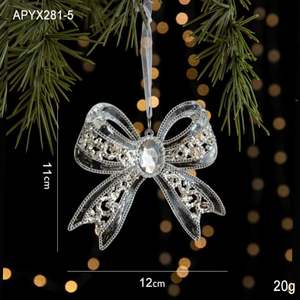 Colgante de Cristal de Hielo Navideño, Acrílico Transparente, Luz de Ángel, Decoraciones de Lujo, Adornos para Árbol, Funciona con Batería, IP67 - Product Image 5