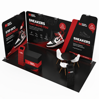Stand d'exposition portable avec structure en aluminium et affichage graphique en tissu pour la présentation de la marque
