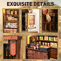 Hamaileon Cadeau Créatif DIY Kit de Magasin Miniature Japonais Rétro Puzzle 3D en Bois avec Distributeur Automatique de Dessins Animés et Bonsaï pour Adultes