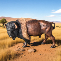 yxs Jouets solides pour enfants, modèles réalistes d'animaux sauvages, grand bison américain et buffle, ornements éducatifs