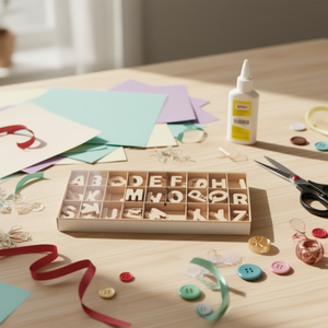 Lettere in legno Ilan in scatola 21,5x9 cm per artigianato e decorazione - Product Image 3