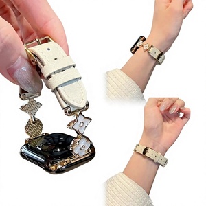 Bracelet de montre en denim brodé de trèfles à quatre feuilles en alliage, compatible avec <span class=keywords><strong>Apple</strong></span> <span class=keywords><strong>Watch</strong></span> S1 à S11 - Product Image 2