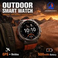 Montre connectée d'extérieur personnalisée OEM en alliage de titane avec écran AMOLED, GPS, Beidou, appels Bluetooth et suivi de santé pour la vente en gros