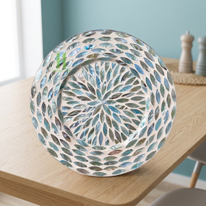 Hot Selling Bohemian Style Mother of Pearl Decals Round Bamboo Eco-Friendly Placemats for <b>Dinner</b> Parties Handmade in Vietnam - Product Image 1
