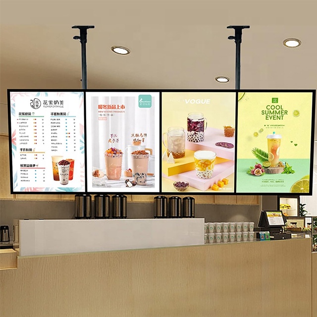 LED Frame Aluminium Profile Suspension Hanging Fast Food Menu Board Display Advertising Restaurant Menu LED Light Box Frame