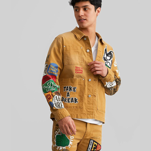 2023 aeedenim Tùy Chỉnh Nhà Thiết Kế Người Đàn Ông Của Áo Khoác Thêu Các Bản Vá Lỗi Mật Độ Cao Đồ Họa In Denim Căng Áo Khoác Cho Nam Giới - Product Image 5