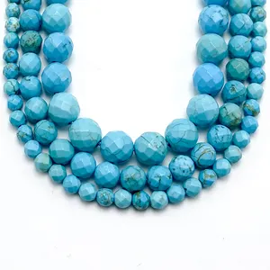 Bán Buôn Nhuộm Màu Xanh Howlite Turquoise Mặt Vòng Hạt Để Tự Làm Đồ Trang Sức