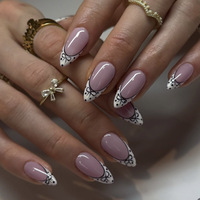 Conception française couverture complète presse sur les ongles longue acrylique amande couverture complète pour les femmes