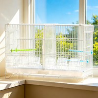 Cage d'élevage pour oiseaux en acier inoxydable, grande cage simple pour perroquets avec plateau en plastique et emballage en boîte
