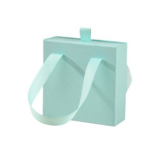 Boîte à tiroir carrée pour bijoux, avec logo personnalisé bleu, boîte cadeau en papier spécial, boîte à bijoux de luxe, petite boîte d'emballage pour bijoux - Product Image 5