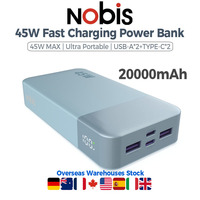 Batterie externe portable ultra-fine 45W 20000mAh à charge rapide USB-A TYPE-C PD 3.0 haute capacité pour téléphone portable