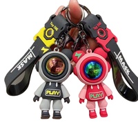 Porte-clés en silicone personnalisé en forme d'ours monstre mignon, ours mécanique à vent et à éclairs, dessin animé, anime, caoutchouc, porte-clés 3D en PVC