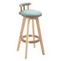 Tabouret de bar moderne en bois avec siège pivotant rembourré pour îlot de cuisine et comptoir de salle à manger BC-010