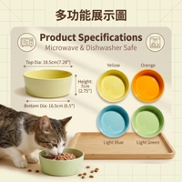 Bol en céramique Macaron, glaçure lisse, facile à nettoyer, résistant à la chaleur, sans plomb, 18,5 cm, compatible micro-ondes pour chats et chiens, OEM
