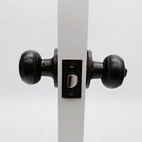 Cerradura de perilla para puerta de baño, sin llave, redonda, Tubular, negra, cilíndrica