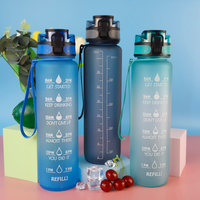 Bouteille d'eau de sport 32 OZ sans BPA avec marqueur de temps Meilleur vendeur de couvercle en plastique avec logo personnalisé Gym Amazon