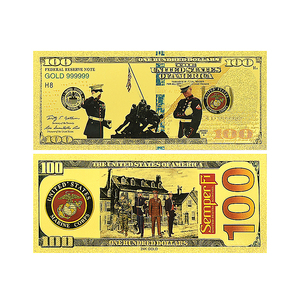 Set da 4 banconote militari statunitensi da collezione - Banconote da $100 bifacciali con stampa in lamina <span class=keywords><strong>d</strong></span>'oro raffiguranti Esercito, Marina e Marines - Product Image 5
