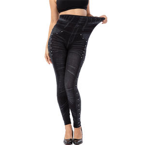 <span class=keywords><strong>Leggings</strong></span> imprimés pour femmes, taille haute, avec perles, mode rétro, élastique, pantalons à la cheville, jeans décontractés. - Product Image 6