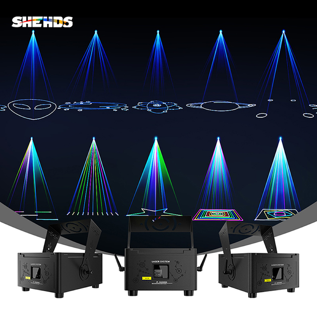 Shehds New Full Color 12W Laser Music Light 3D Animation Holiday Outdoor Laser Light Projector Waterproof Laser Light