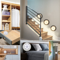 Applique murale ronde à 6 LED sans fil avec capteur de mouvement, rechargeable par usb, luminaire d'intérieur, idéal pour un placard ou une chambre à coucher