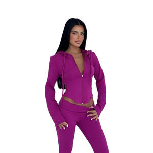 Completo Due Pezzi da Donna KY, Top Corto Sexy a Maniche Lunghe con <span class=keywords><strong>Pantaloni</strong></span> a Zampa, Adatto per Donne Alte, Outfit di Moda Femminile - Product Image 2