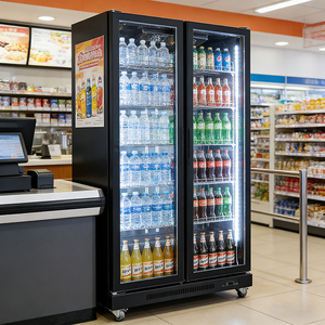 Réfrigérateur à double porte avec refroidissement par air, vitrine pour boissons, étagères réglables, réfrigérateur à vin et bière, distributeur d'alcool en libre-service - Product Image 4