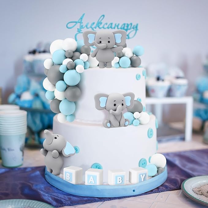 Blue Elephant Theme Baby Shower Cake Boy Elephant Elephant