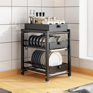 Égouttoir à vaisselle coulissant de cuisine avec tiroirs, étagère de rangement de comptoir, séchage rapide, organisateur polyvalent pour assiettes et bols, taille L - Product Image 2