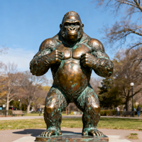 Sculpture de gorille en bronze géant, statue d'animal de taille réelle pour zoo, parc et décoration artistique commerciale