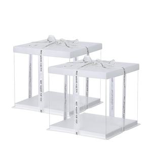 बड़े केक पैकिंग ले जाने के साथ पीईटी स्पष्ट बॉक्स रिबन और पूर्व-मुड़ा ढक्कन - Product Image 1