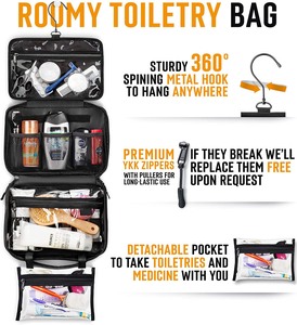 Custom Women Cosmetics Makeup Pouch articoli <span class=keywords><strong>da</strong></span> toeletta <span class=keywords><strong>Organizer</strong></span> Kit Hanging Travel Toiletry Bag Men Travel <span class=keywords><strong>Organizer</strong></span> con 2 staccabili - Product Image 3