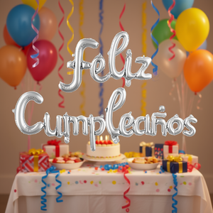 Ballons de fête Joyeux Anniversaire argentés 44x63CM 36x164CM, sac de 12 pièces - Product Image 2
