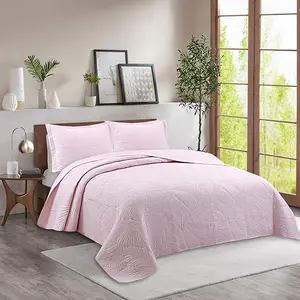 new solid color knitted bedcover quilted by three sets of home textile American simple washed pure cotton bedclothes