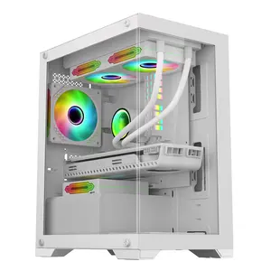 Wholesale mid tower desktop white pc casing 315mini cpu cabinet matx gaming computer case with double double side glass