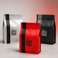 Sachet de café carré à fond plat en aluminium de 500g/1kg avec valve de dégazage, personnalisable, pour torréfacteur