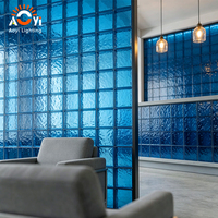 Cloison décorative en blocs de verre bleu pour bureau, hôtel, hall d'entrée