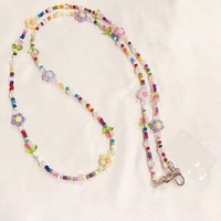 Correa de Muñeca Universal para Mujer con Cadena Larga de Moda, Clip para Teléfono Móvil, Cordón de Cuerda Tejida con Flor de Margarita