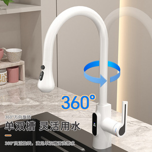 Modern Thermostatic Kitchen Faucet Single Handle Deck Mounted Ceramic Valve Core Pull Out Rotatable Telescopic Sink - Product Image 2